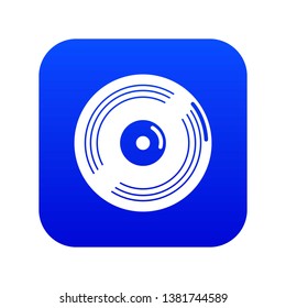 Vinyl record icon blue vector isolated on white background