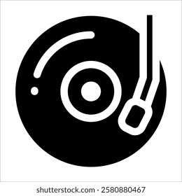 Vinyl Record Icon Element For Design