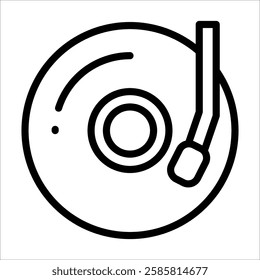 Vinyl Record Icon Element For Design