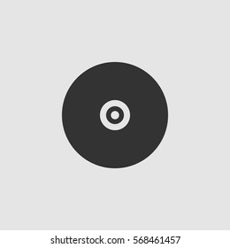 Vinyl record icon flat. Black pictogram on grey background. Vector illustration symbol