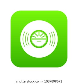 Vinyl record icon green vector isolated on white background