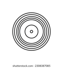 Vinyl record icon. Iillustration in outline  style. 70s retro vector design.