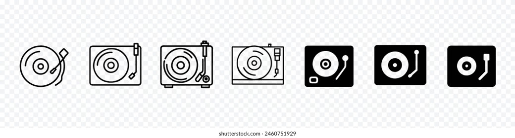 vinyl record icon isolated transparent background, vinyl or lp icon, Vinyl record turntable icon, Vinyl plate disc isolated on white background. Music retro icon.