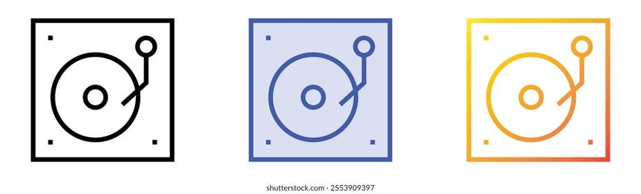 vinyl record icon. Linear, Blue Fill and Gradient Style Design Isolated On White Background