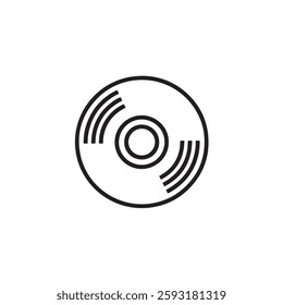 Vinyl Record Icon, Minimalist Black And White Music Disc Logo