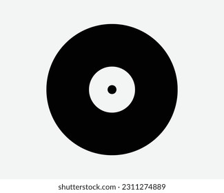Vinyl Record Icon. Music Disc Round CD Recorder Album Stereo Sound DJ Musical Label Sign Symbol Black Artwork Graphic Illustration Clipart EPS Vector