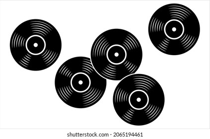 Vinyl Record Icon, Music Phonograph Disc Vector Art Illustration