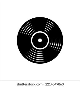 Vinyl Record Icon, Music Phonograph Disc Vector Art Illustration