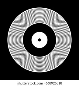 Vinyl record icon on black background. Vector illustration.