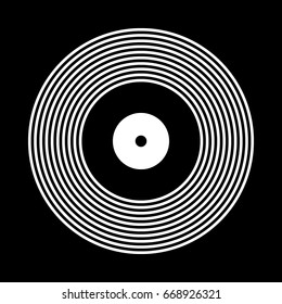 Vinyl record icon on black background. Vector illustration.