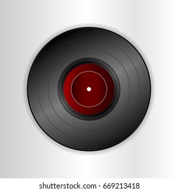 Vinyl record icon on grey background. Vector illustration.
