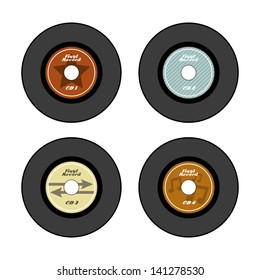 vinyl record icon over cream background vector illustration