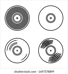 Vinyl Record Icon, Phonograph Record Icon, Gramophone Record, Vinyl Disk, Audio Disk Vector Art Illustration