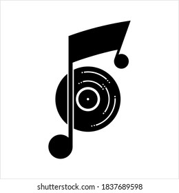 Vinyl Record Icon, Phonograph Record Icon, Gramophone Record, Vinyl Disk, Audio Disk Vector Art Illustration