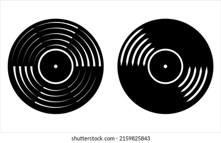 Vinyl Record Icon, Phonograph Record Icon, Gramophone Record, Vinyl Disk, Audio Disk Vector Art Illustration