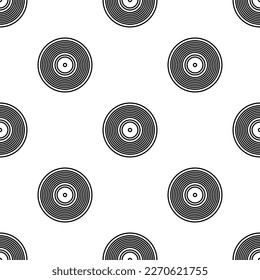 Vinyl Record Icon Seamless Pattern, Phonograph Record Icon, Gramophone Record, Vinyl Disk, Audio Disk Vector Art Illustration