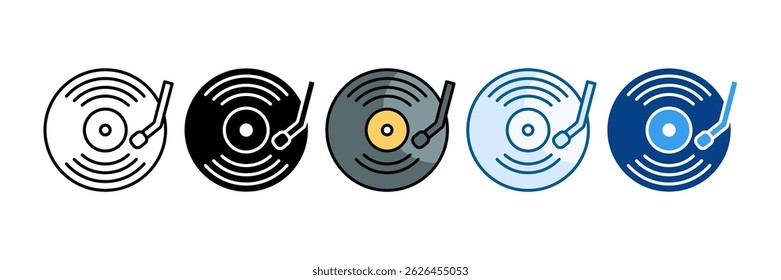 Vinyl Record Icon Set Multiple Style Collection