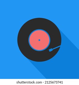 Vinyl record icon with simple and flat design