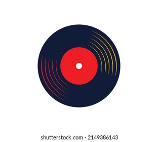 Vinyl Record Icon Vector Template. Vinyl Disk Record Music Logo Vector Icon Design.