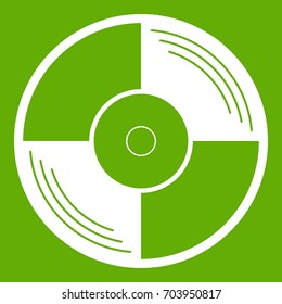 Vinyl record icon white isolated on green background. Vector illustration