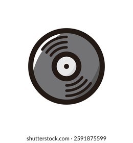 Vinyl record illustration icon.Simple vector outline, clipart for graphic design.