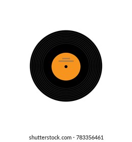 Vinyl record isolated against a white background. Flat design.