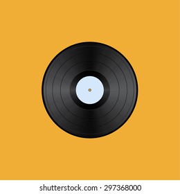 Vinyl record isolated on an orange background.Vector Illustration.