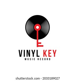 Vinyl record and Key Music logo design