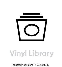 Vinyl Record Library icon. Editable stroke