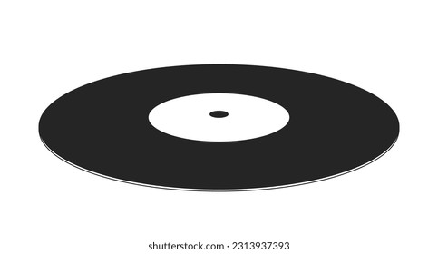 Vinyl Datensatz Linie Kunst Vektorgrafik Symbol. CD-Datenträger. Disco der 70er Jahre. Redaktionell, Magazin-Spot-Illustration Schwarz-Weiß. Rahmenobjekt einzeln auf Weiß. Bearbeitbare 2D-einfache Zeichnung, Grafikdesign