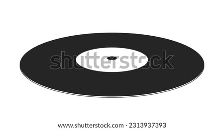 Vinyl record line art vector cartoon icon. Cd disk. 70s disco. Editorial, magazine spot illustration black and white. Outline object isolated on white. Editable 2D simple drawing, graphic design
