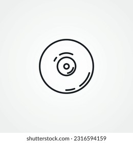 Vinyl record line icon, gramophone record symbol, music plate line icon