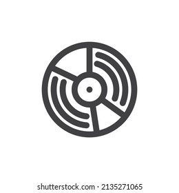 Icono de línea de registro de vinilo. signo de estilo lineal para concepto móvil y diseño web. Icono vectorial de contorno de música de vinilo retro. Símbolo, ilustración del logotipo. Gráficos vectoriales