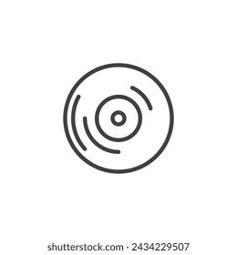 Vinyl record line icon. linear style sign for mobile concept and web design. Vinyl Record outline vector icon. Retro music symbol, logo illustration. Vector graphics