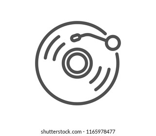 Vinyl record line icon. Music sound sign. Musical device symbol. Quality design element. Classic style vinyl record. Editable stroke. Vector