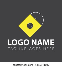 Vinyl record logo design template 