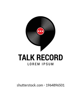 Vinyl record Logo design using Bubble chat or talk icon