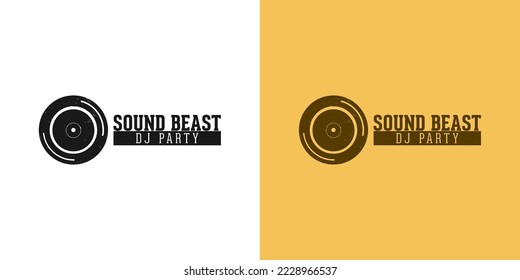 vinyl record logo design vector illustration