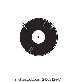 Vinyl record logo icon vector illustration. hand drawn Eps10.