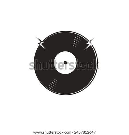 Vinyl record logo icon vector illustration. hand drawn Eps10.