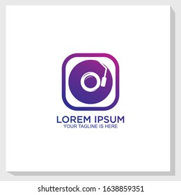 vinyl record logo template design vector, music art logo design inspiration