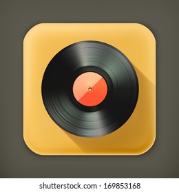 Vinyl record, long shadow vector icon