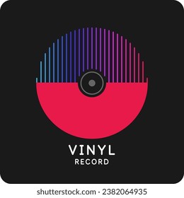 Vinyl-Aufnahme. Moderne Vektorgrafik-Musik auf dunklem Hintergrund.