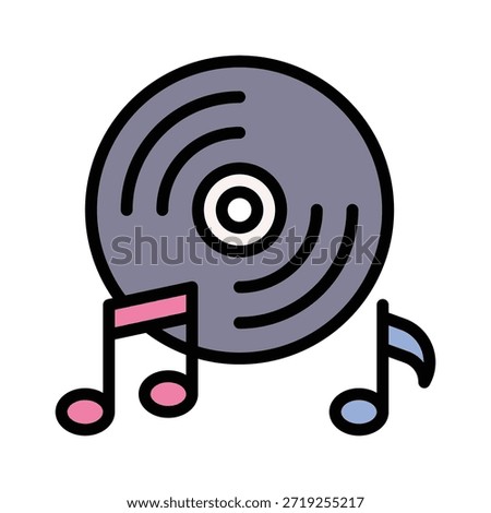 Vinyl Record Music Icon, Filled Party And Celebration Vector Illustration
