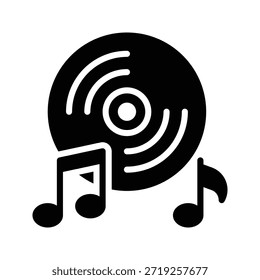 Ícone De Música De Gravação De Vinil, Ilustração De Vetor De Festa Sólida E Celebração