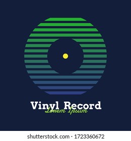 vinyl record music line gradient design vector illustration with blue background graphic for logo,icon,etc.