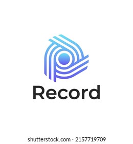vinyl record music modern colorful gradient logo design icon vector inspiration
