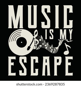 Vinyl record with music notes tshirt design