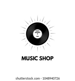 Vinyl record. Music stote logo. Vector illustration