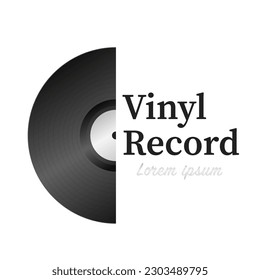 Vinyl record music vector with white graphic background. Retro vinyl disc. Vector illustration